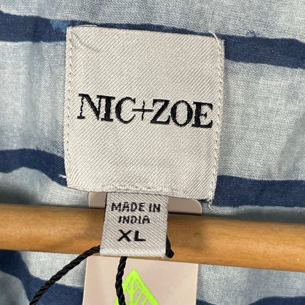 NIC+ZOE Blue Multi Striped Cotton Button Down Shirt Womens XL Coastal NWT - Picture 6 of 9